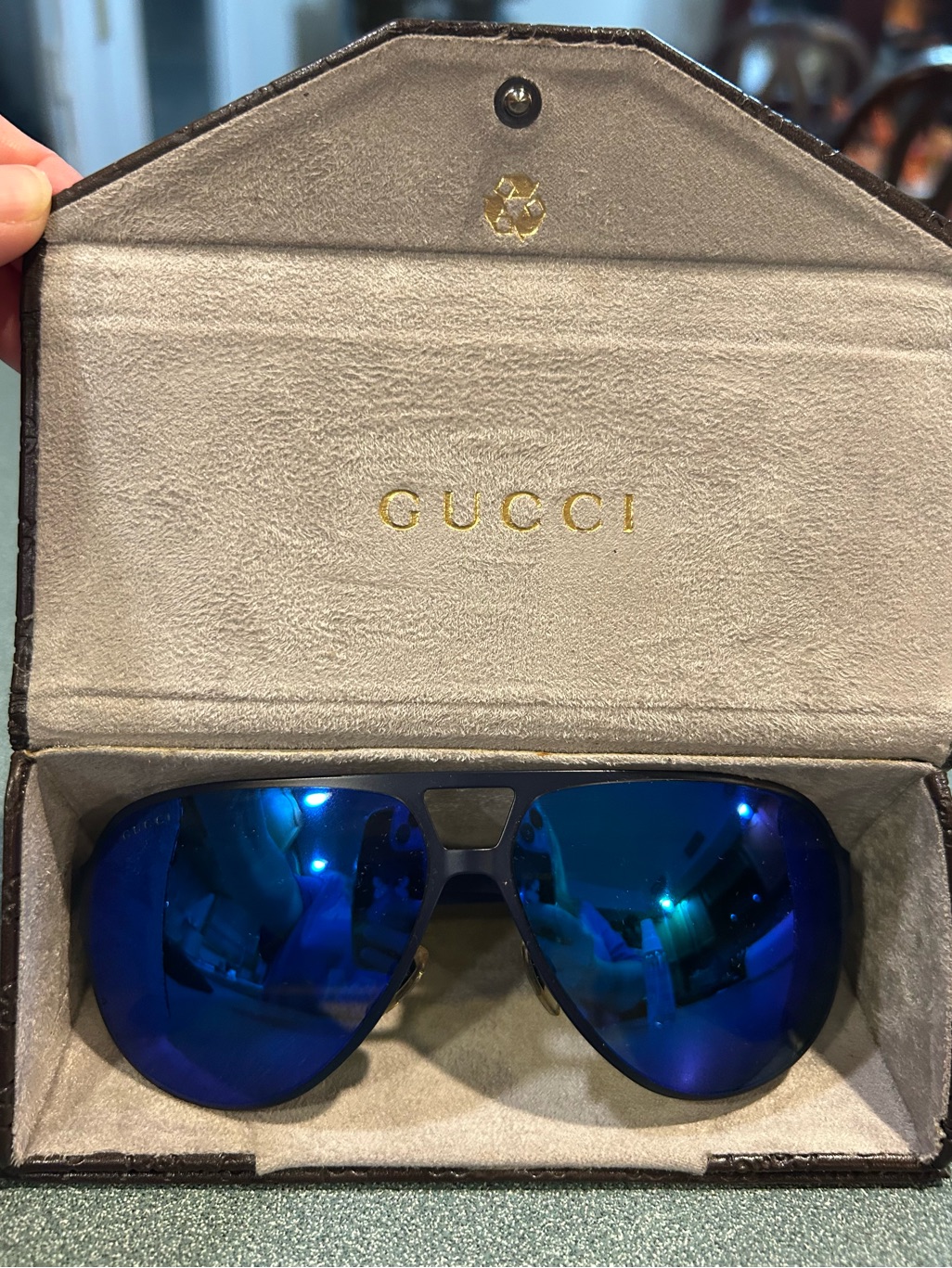 Gucci Blue Mirrored Aviator Sunglasses
